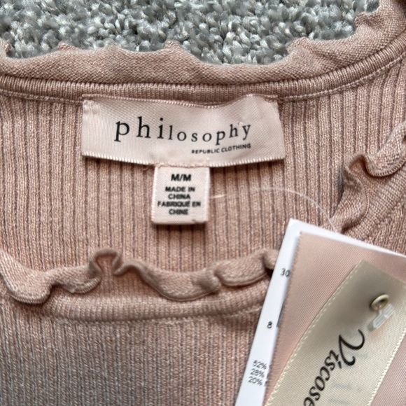 Philosophy Beige Ruffle Trim Short Sleeve Tee - Picture 3 of 5